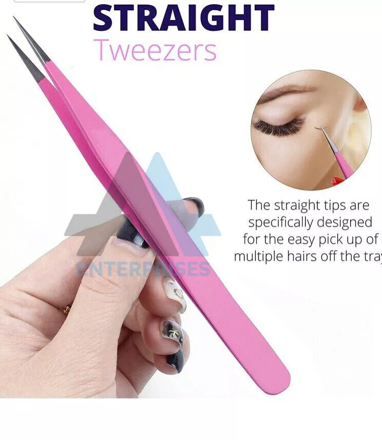 Lash Tweezers, Pack of 4 Stainless Steel Tweezers for Eyelash Extensions