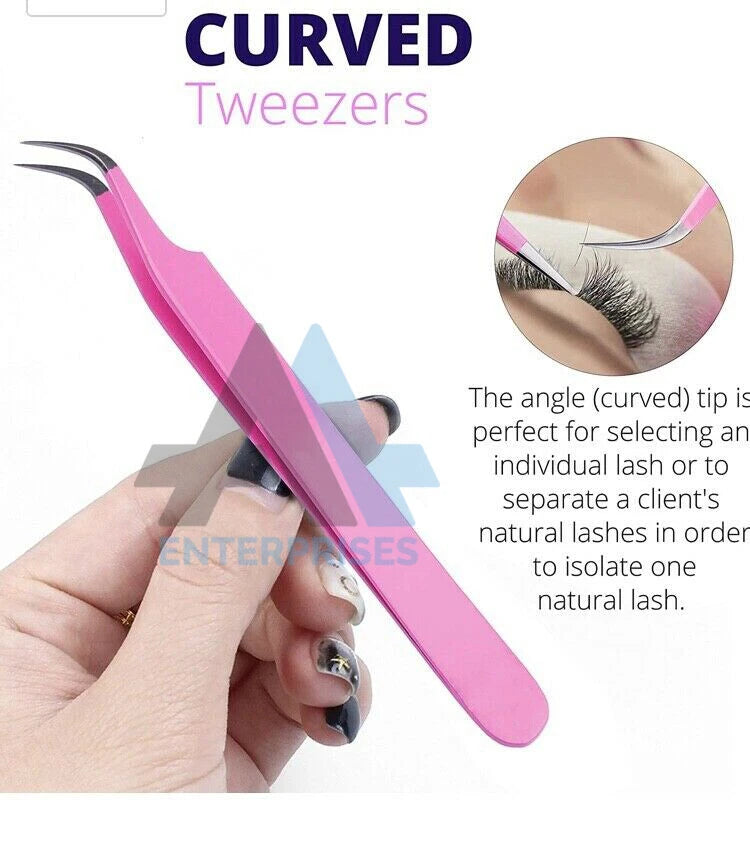 Lash Tweezers, Pack of 4 Stainless Steel Tweezers for Eyelash Extensions