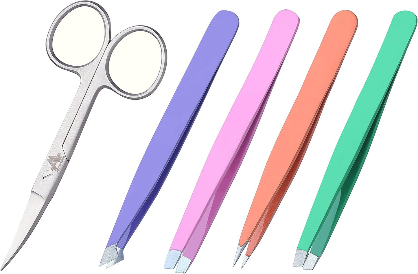Eyebrow Tweezers Professional Set, 5 Pcs Eyebrow Tweezers, Women Men - Great Precision Tweezers Set for Ingrown Hair Eyelash Extension Eyebrows Plucking Stainless Steel Multi Colour tweezer
