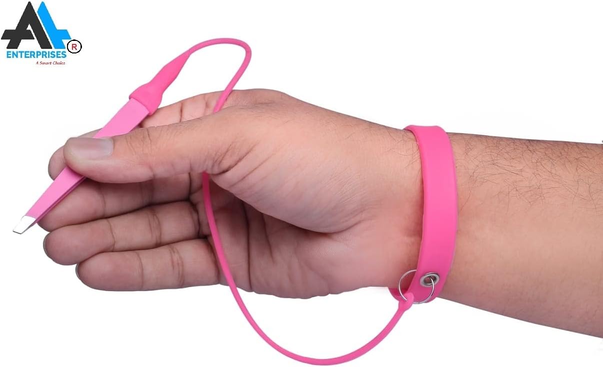 Eyelash Extention Tweezer Holder Silicon Ring Tweezer Protector Wrist Band Strap (Pink)